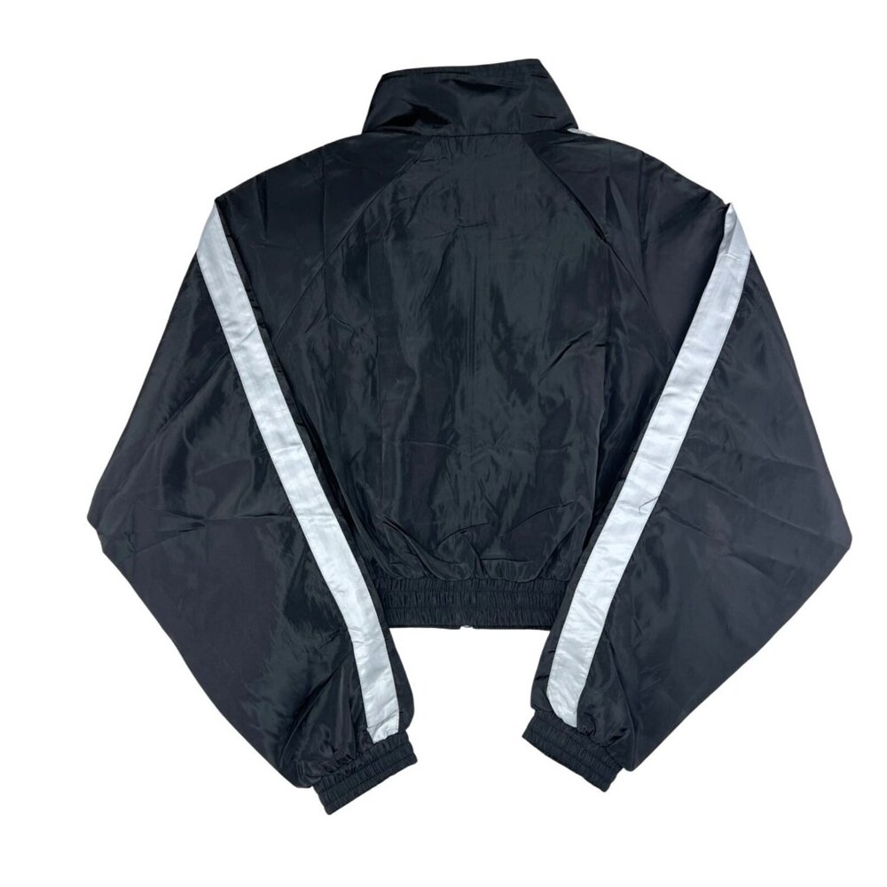 Cest Toi Cropped Black Nylon Jacket With Reflective Stripes & Zippered Front M - Picture 15 of 15